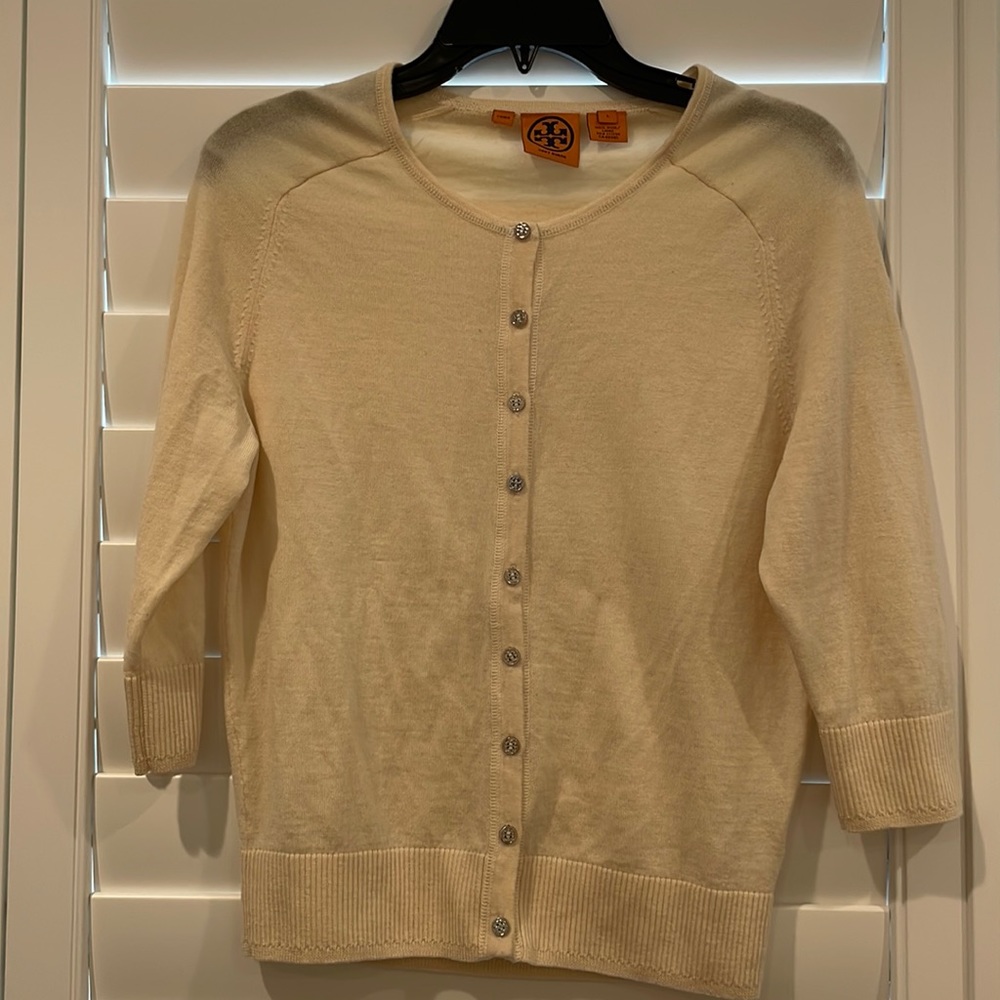 Cream Colored Tory Burch Cardigan